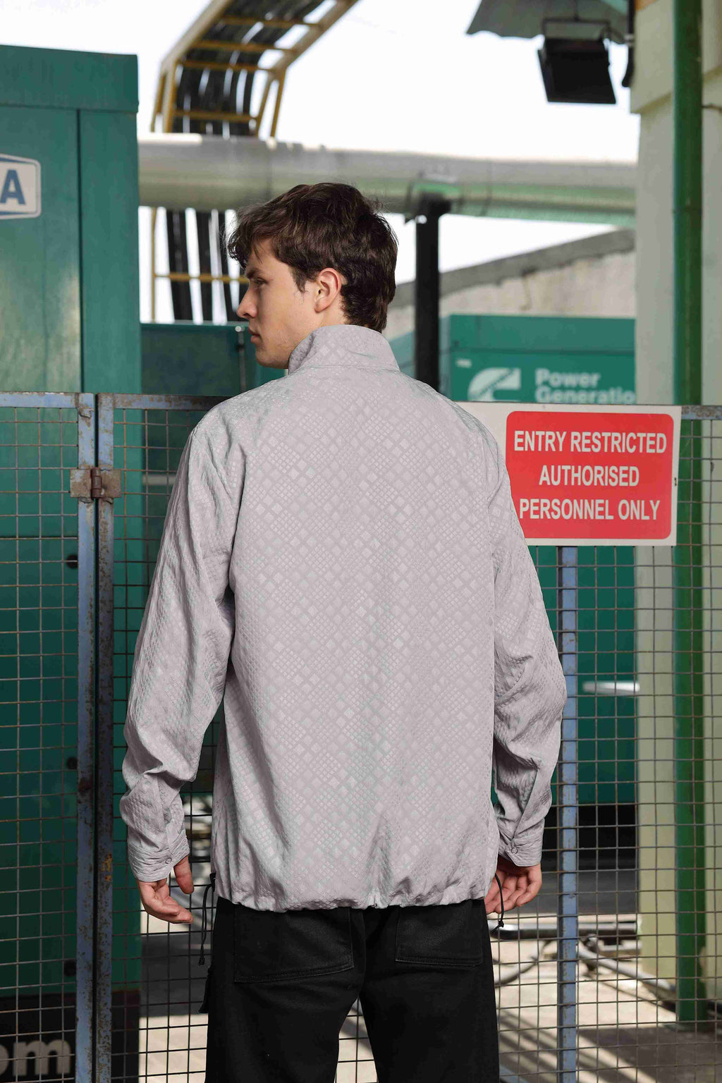 Grey Oversized Jacquard Textured Shacket Pullover