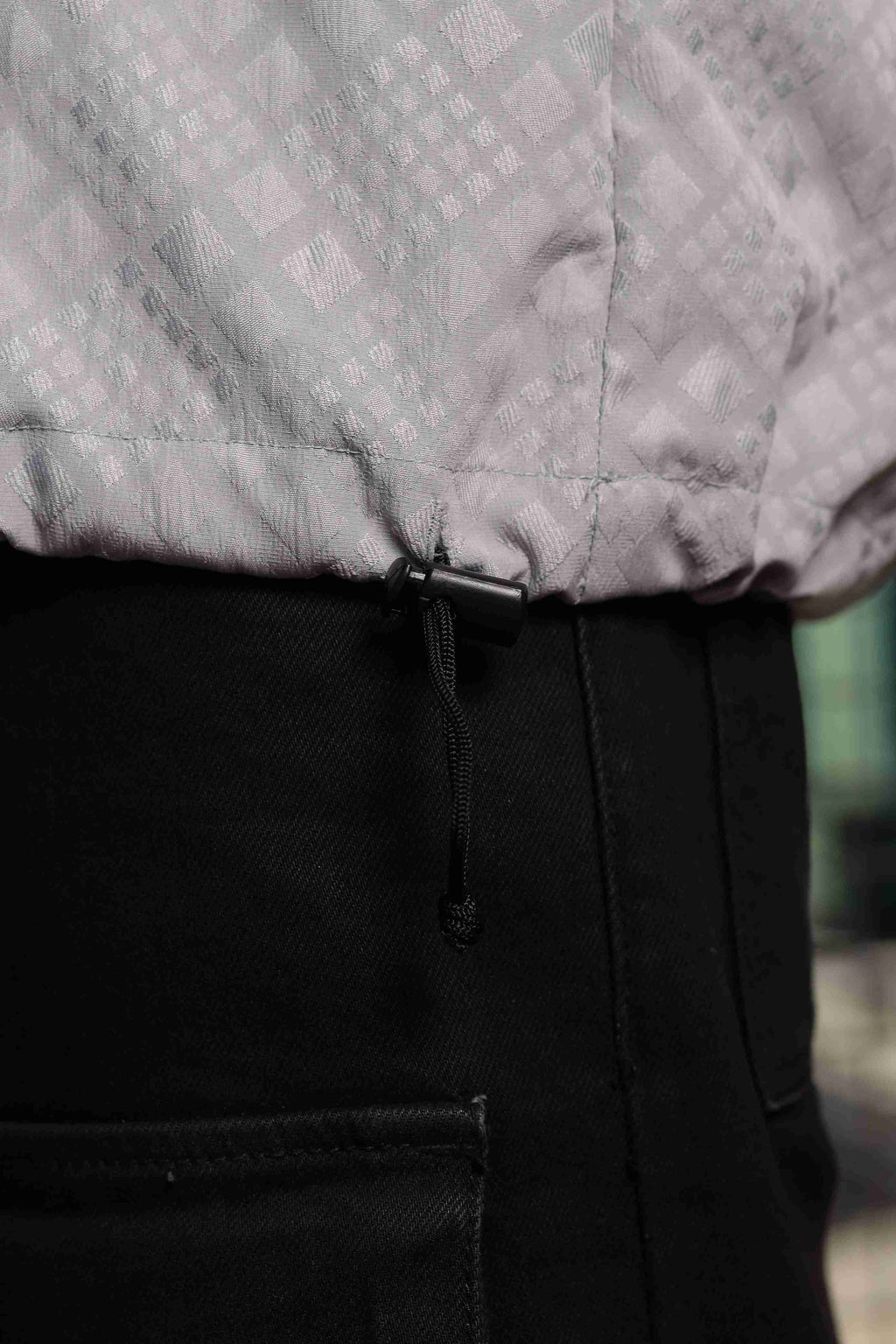 Grey Oversized Jacquard Textured Shacket Pullover