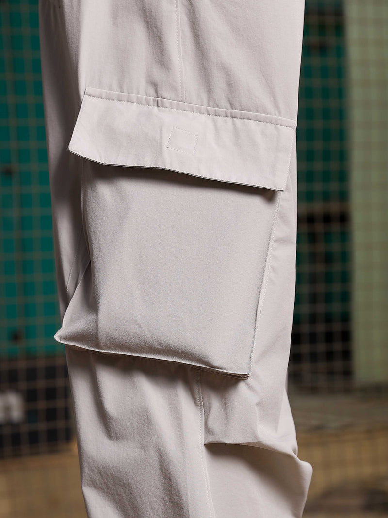 Baggy Fit Streetwear Style Grey Parachute Cargo Trousers