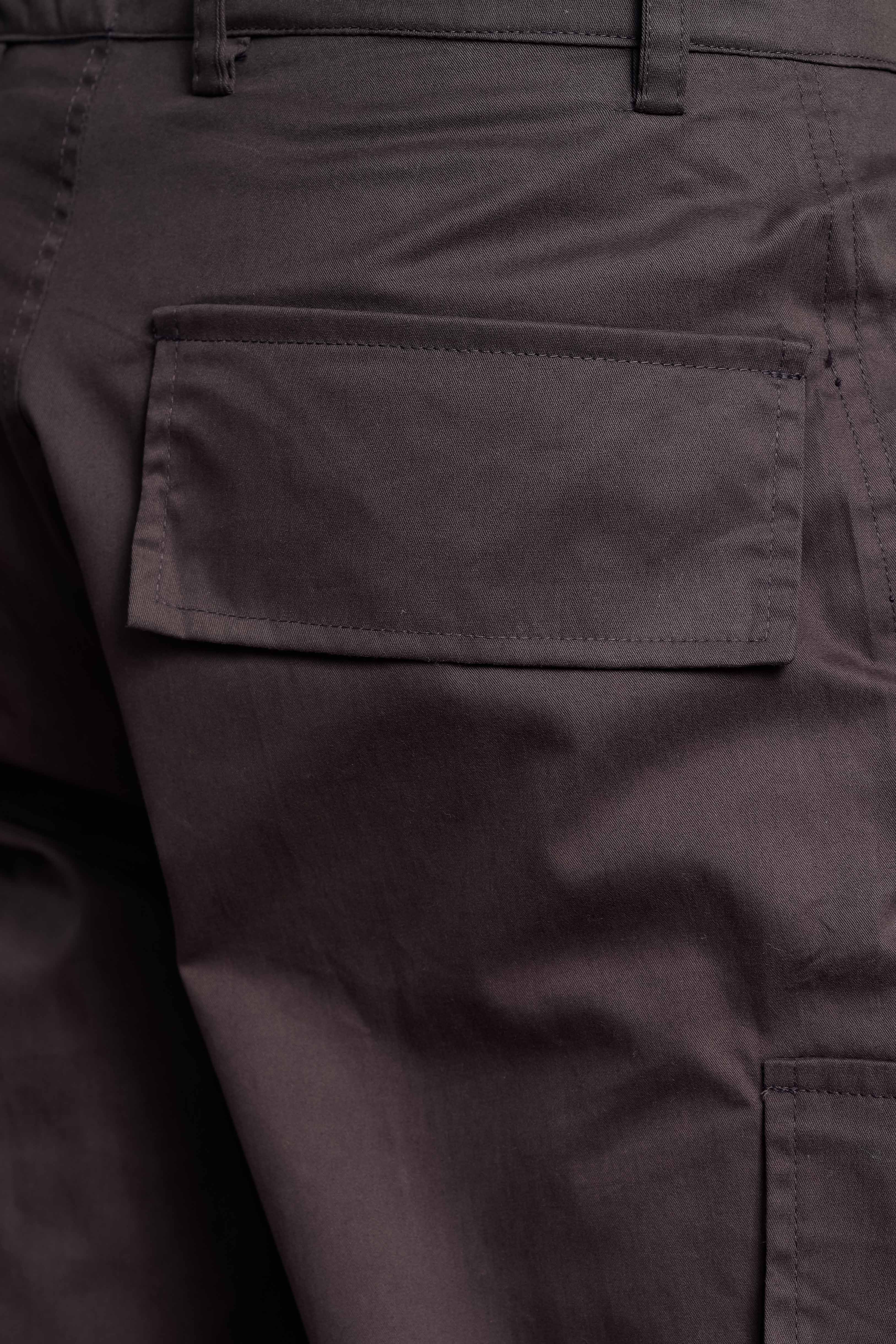 Baggy fit Grey 8-Pocket Pure Cotton Cargo Trousers
