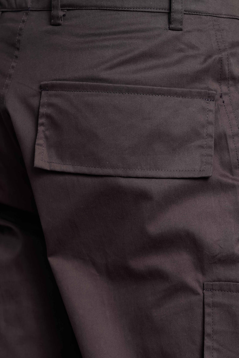 Baggy fit Grey 8-Pocket Pure Cotton Cargo Trousers