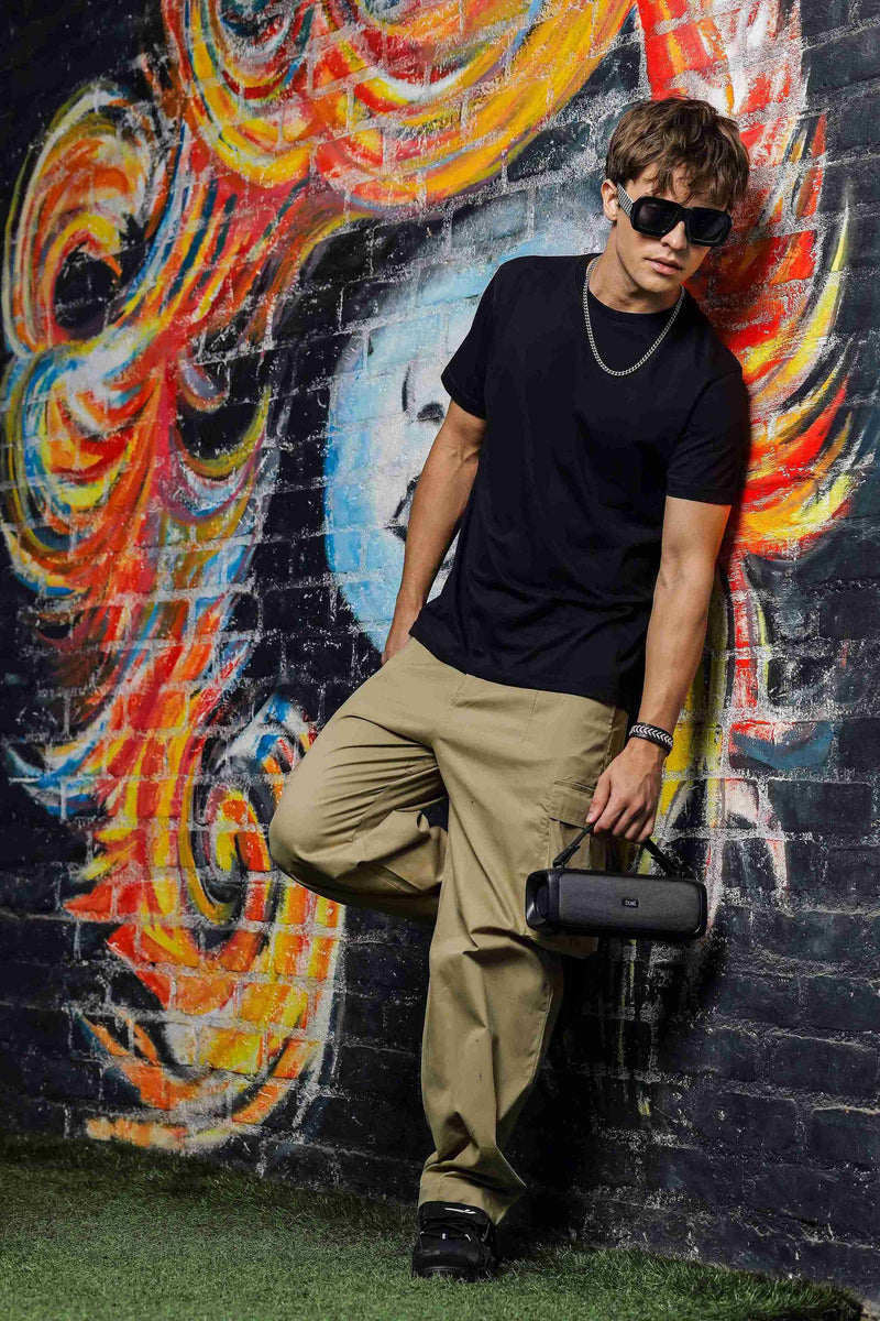 Unisex Baggy fit 6 Pocket Beige Cotton Cargo Trousers