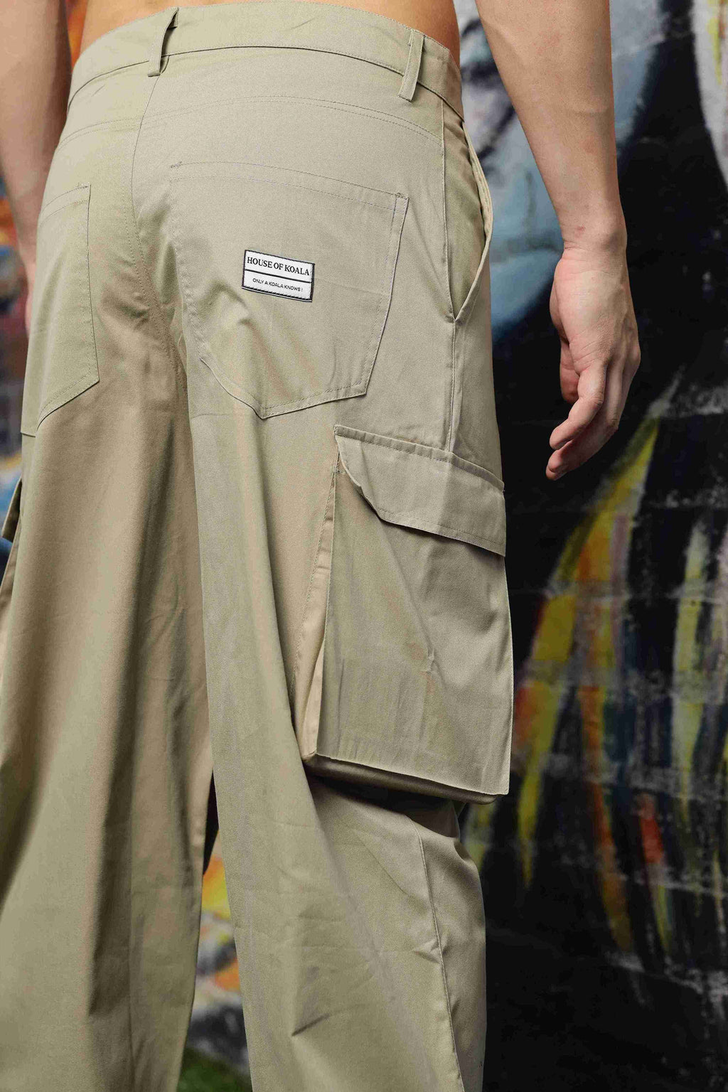 Unisex Baggy fit 6 Pocket Beige Cotton Cargo Trousers