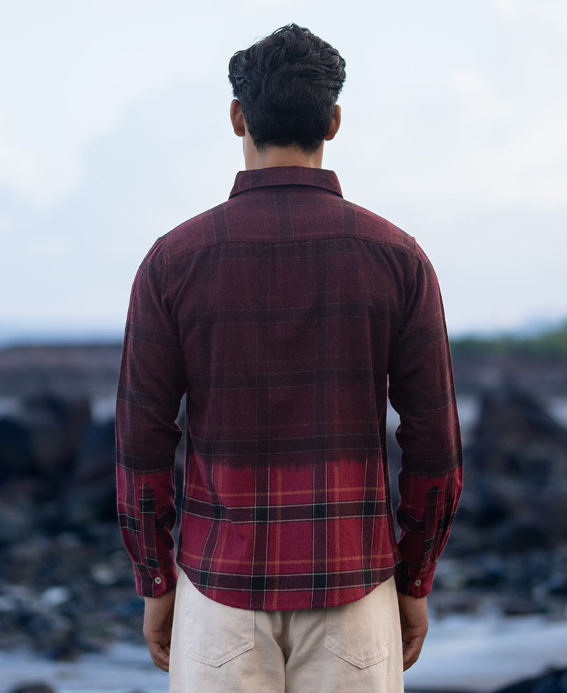 Wine Ombre Checks Shirt