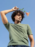 Slub V-neck T-shirt in Sage Green