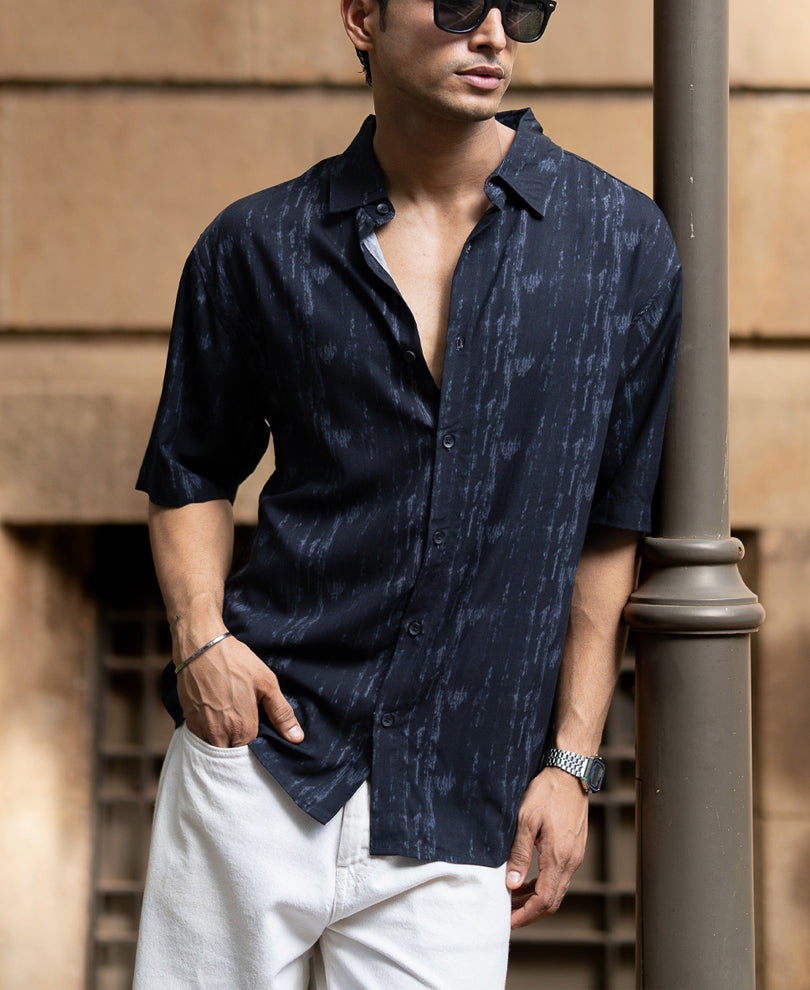Black Abstract Lightweight Print Shirt