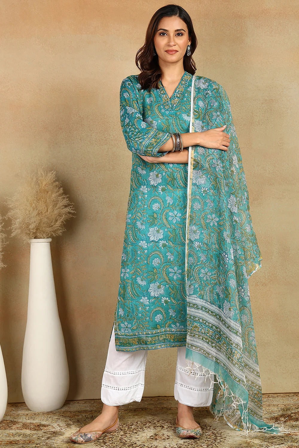 Green Kota Doria Dupatta