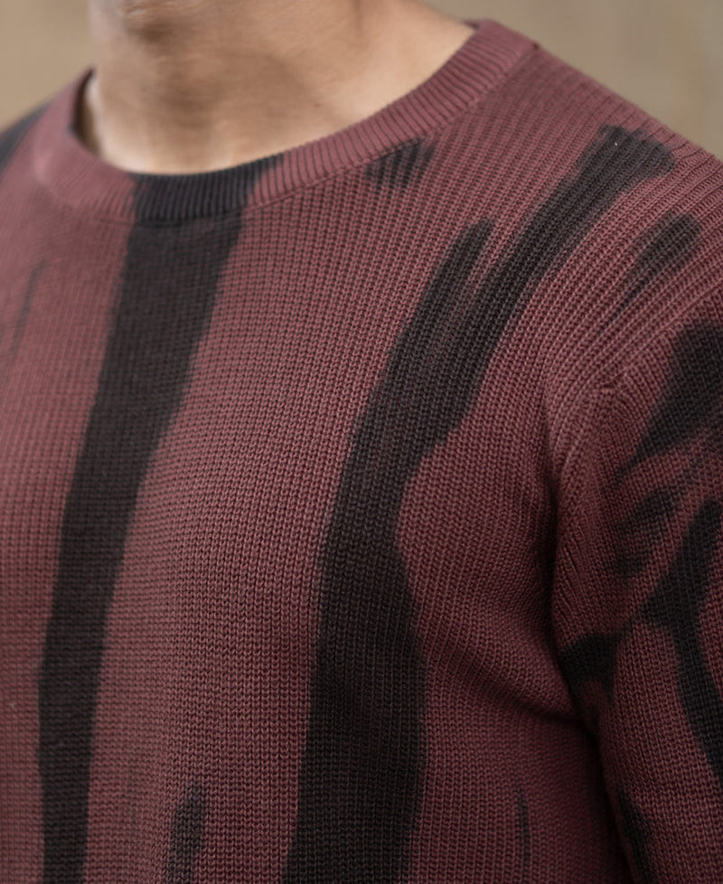 Brown Flat Knit Cotton Sweater