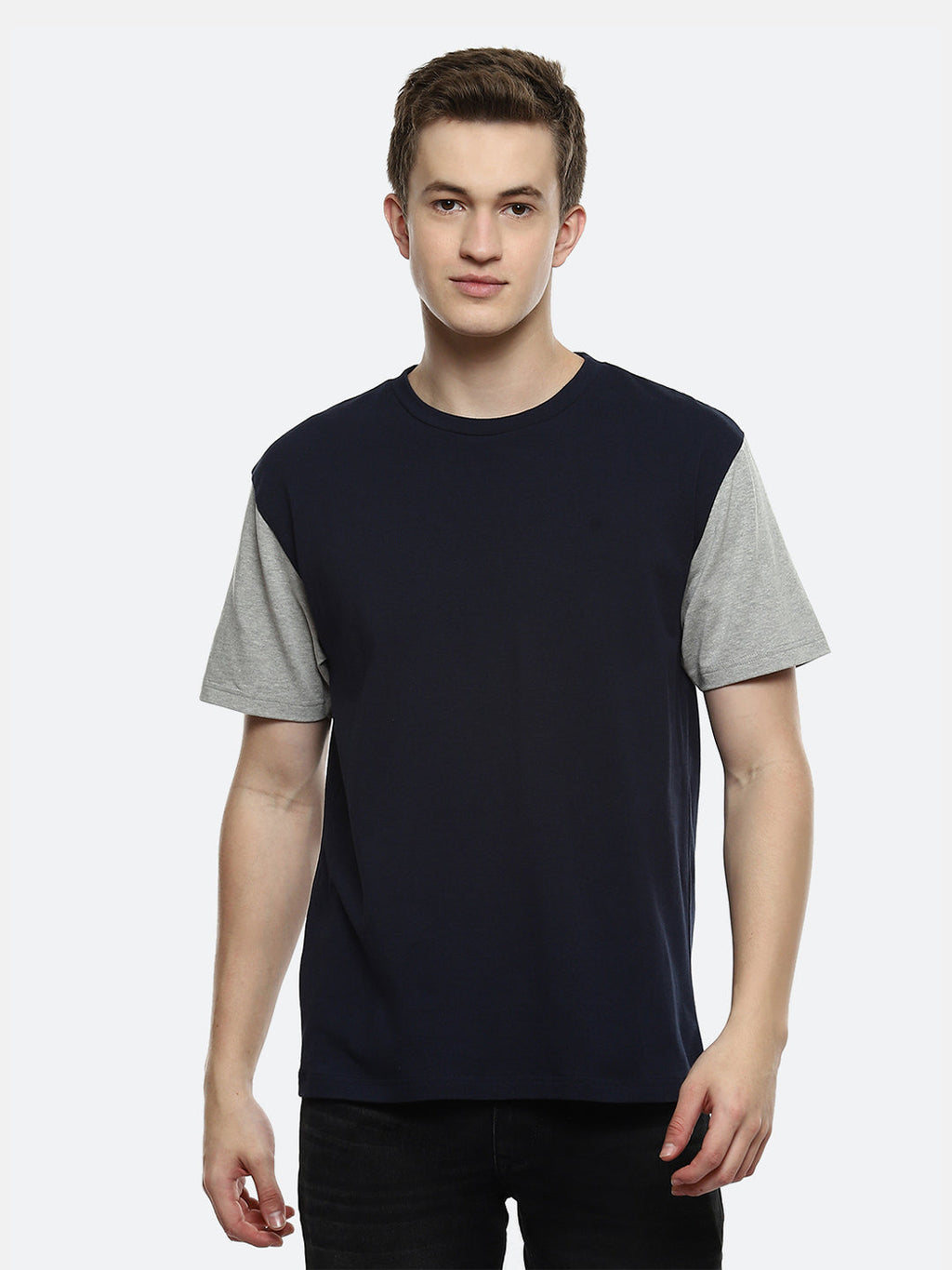 Smash Color Block Oversized T-Shirt - Black Iris Melange