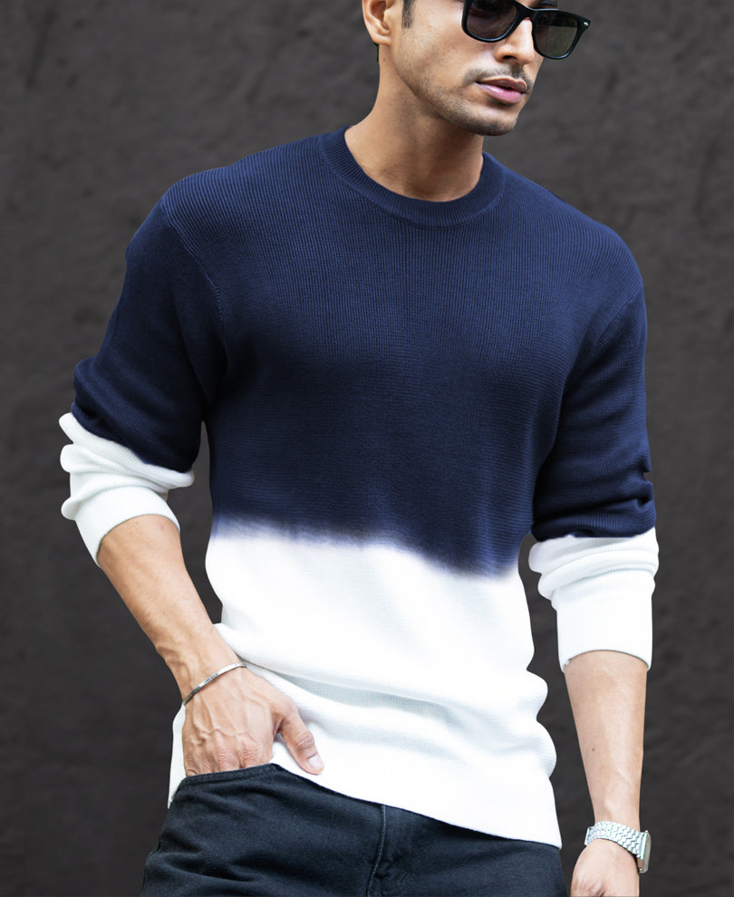 Navy Ombre Knit T-Shirt