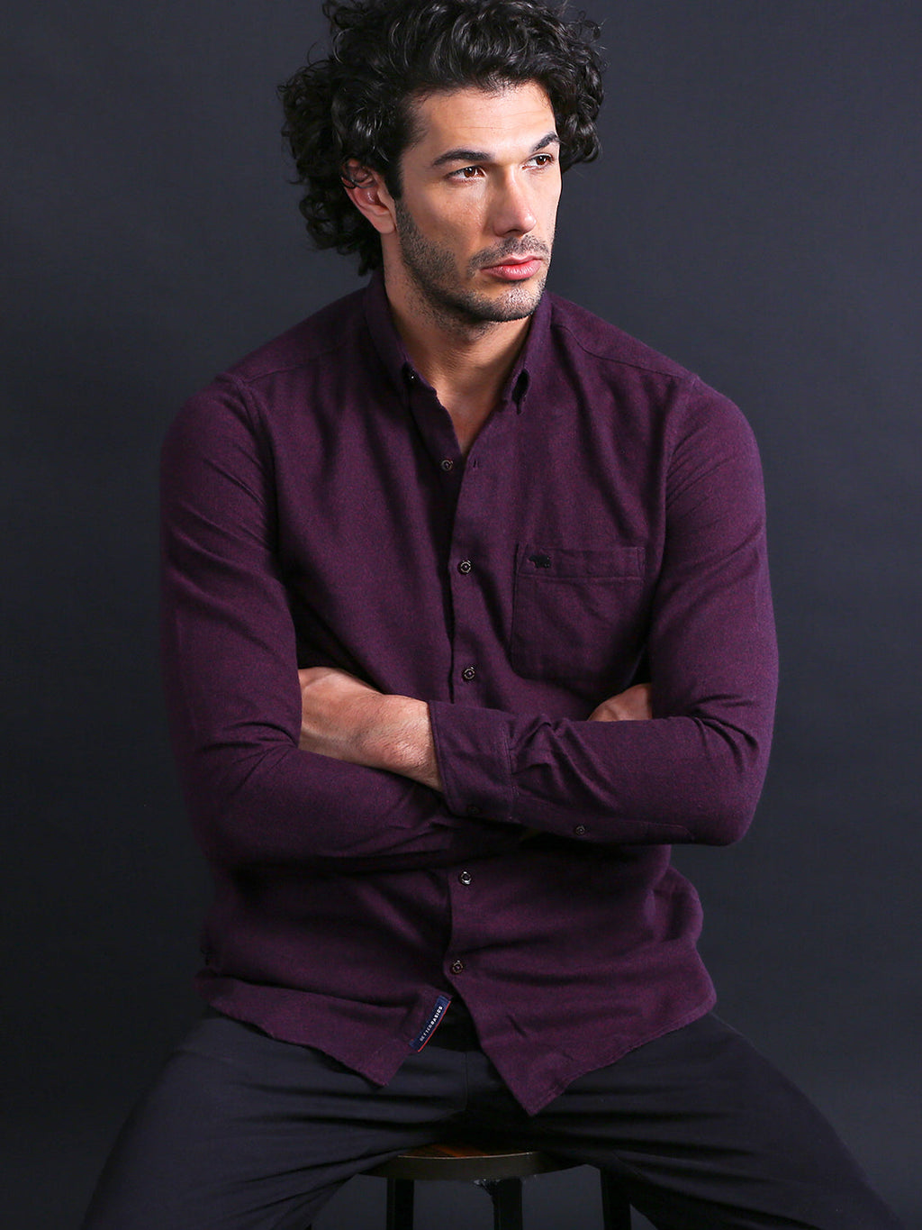 BEZOS - Men Maroon Slim Fit Solid Casual Shirt