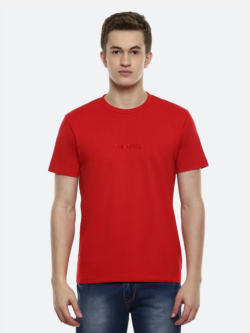Fringe Organic Cotton Elastane T-Shirt - Red
