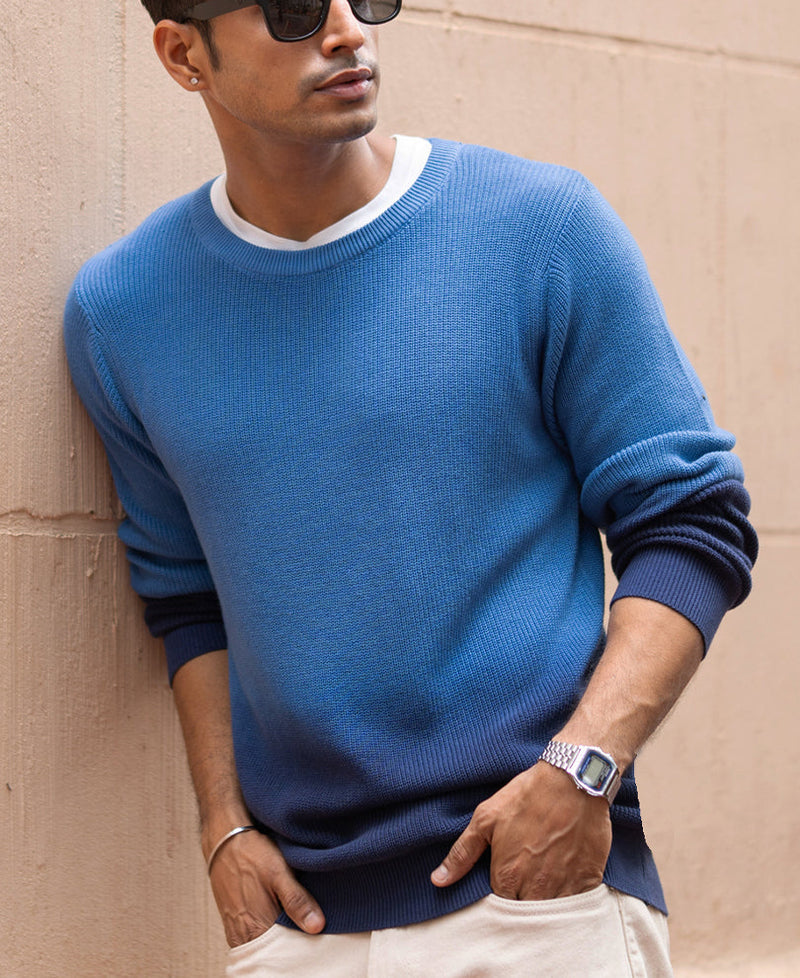 Blue Ombre Cotton Sweater