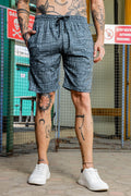 Grey Tribal Print Textured Fabric Relaxed Fit Shorts