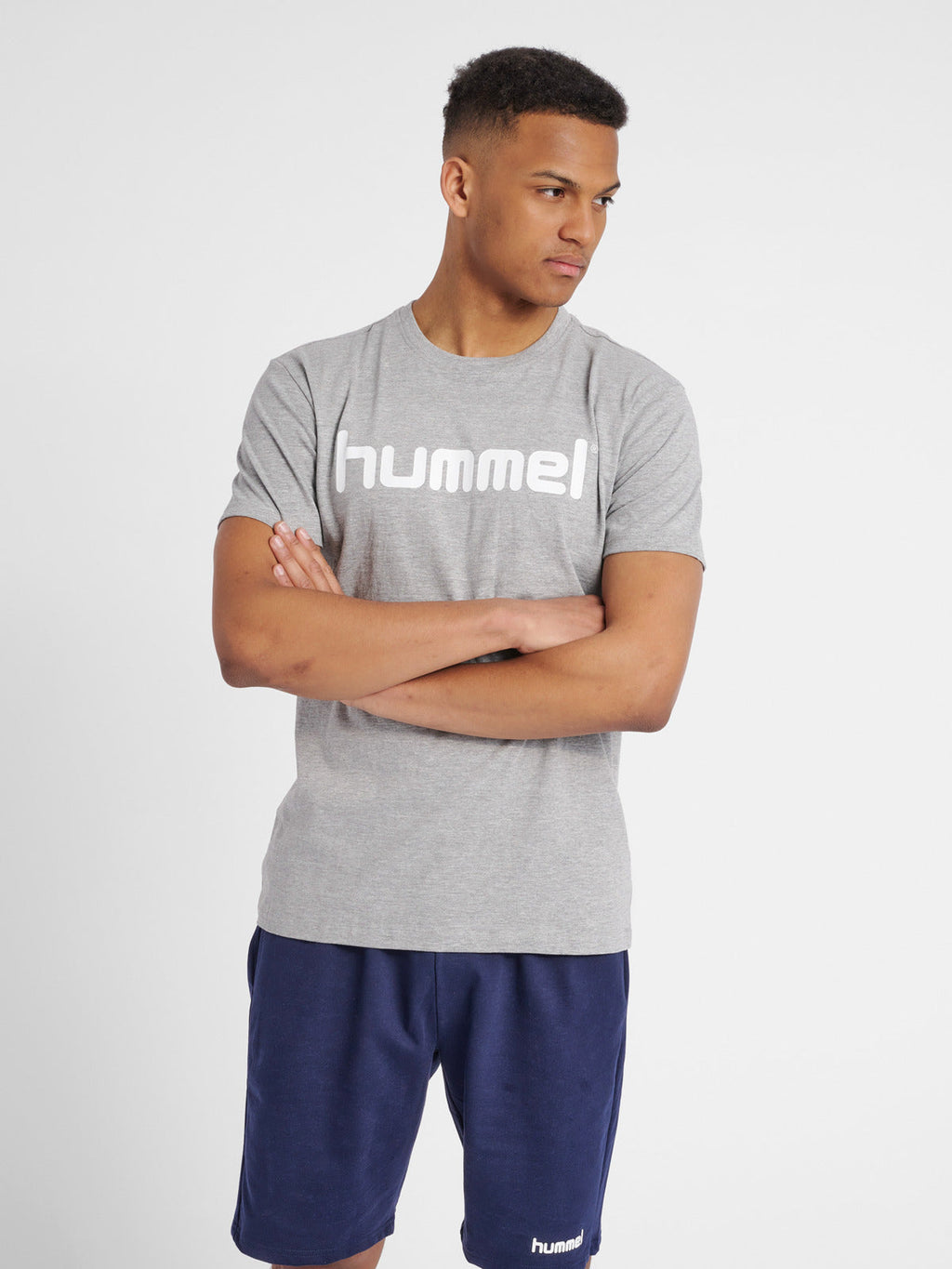 Go Cotton Poly Logo T-Shirt - Grey Melange