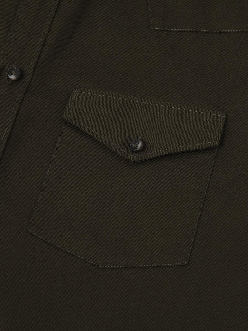 Double Pocket Cargo Shirt in Dark Olive- Comfort Fit