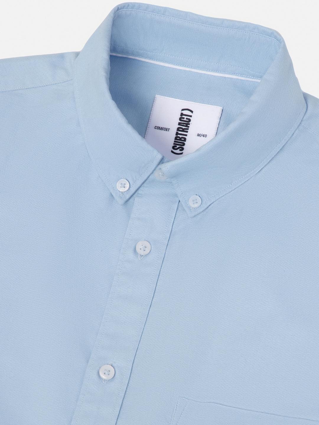 2 Way Stretch Oxford Shirt in Sky Blue- Comfort Fit