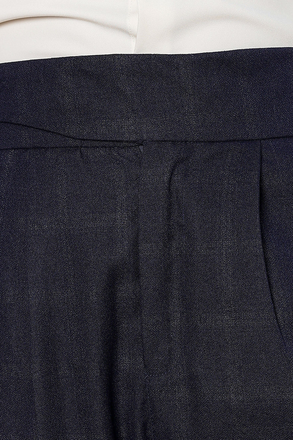 Navy Premium Tweed Blend Gurkha Trousers with Double Pleated Front