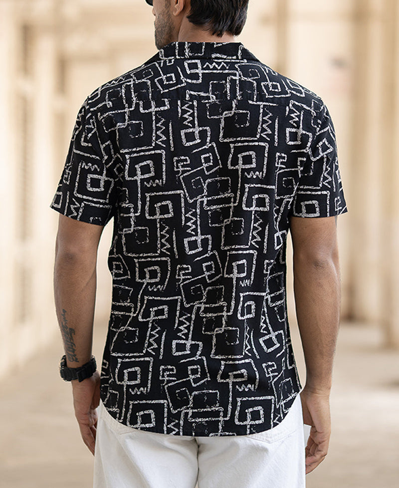 Black Cuban Printed Shirt