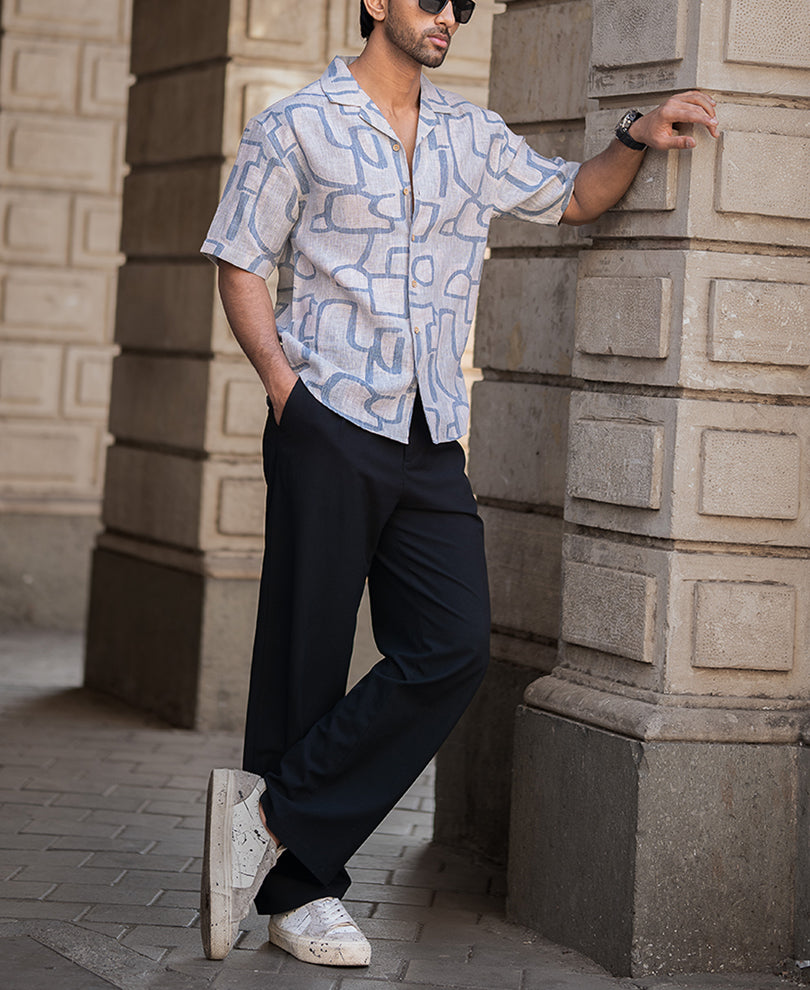 Grey Sky Abstract Print Shirt