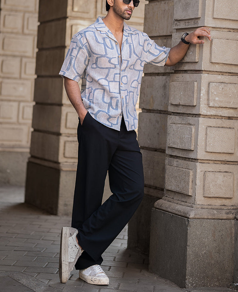 Grey Sky Abstract Print Shirt