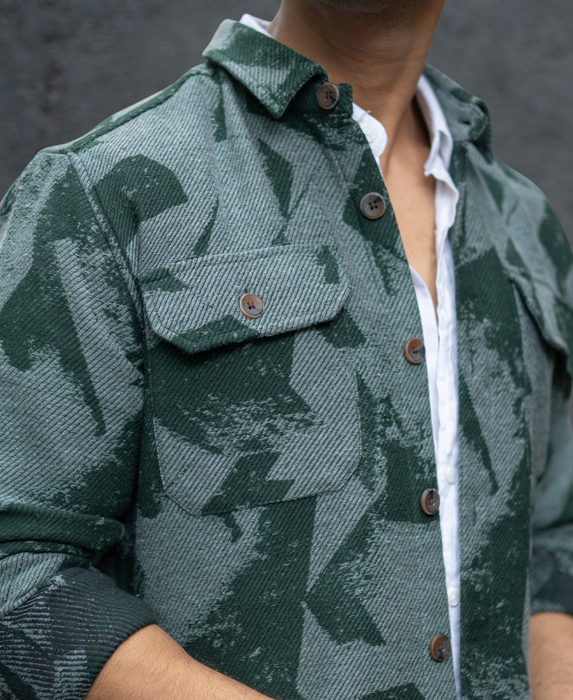 Green Jacquard Overshirt