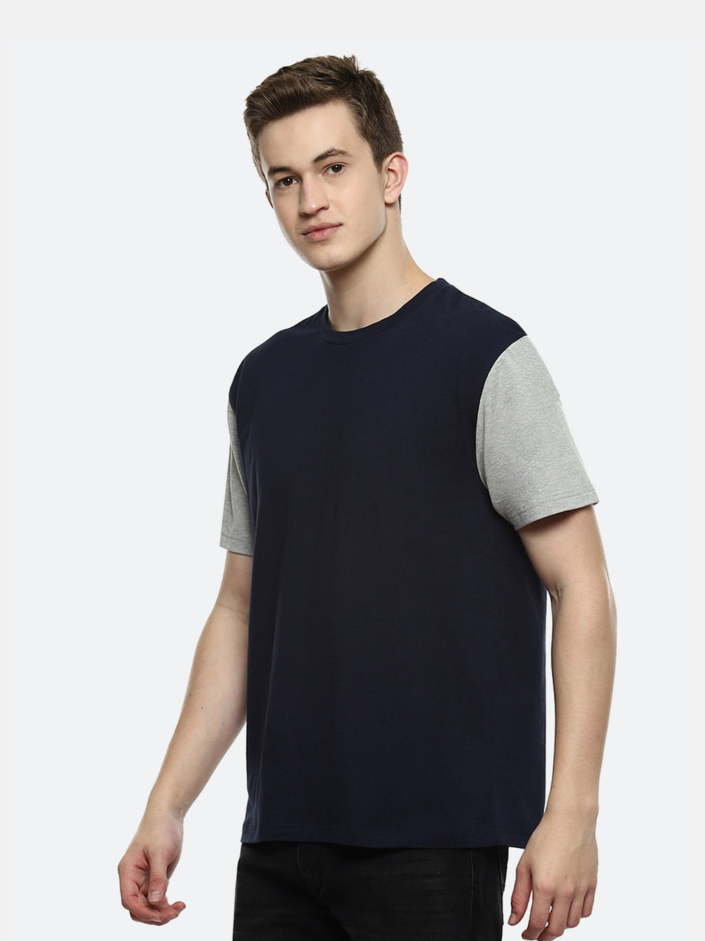 Smash Color Block Oversized T-Shirt - Black Iris Melange