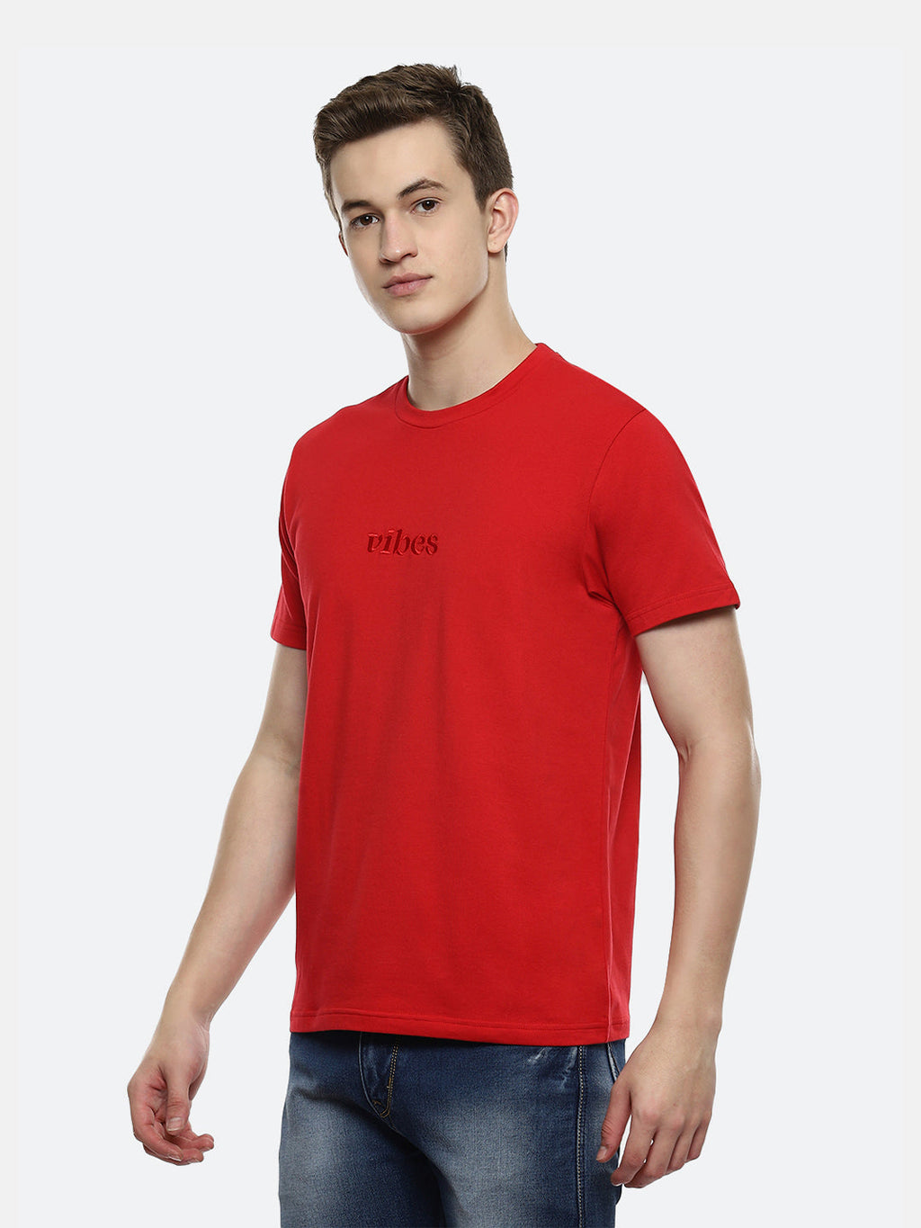 Fringe Organic Cotton Elastane T-Shirt - Red
