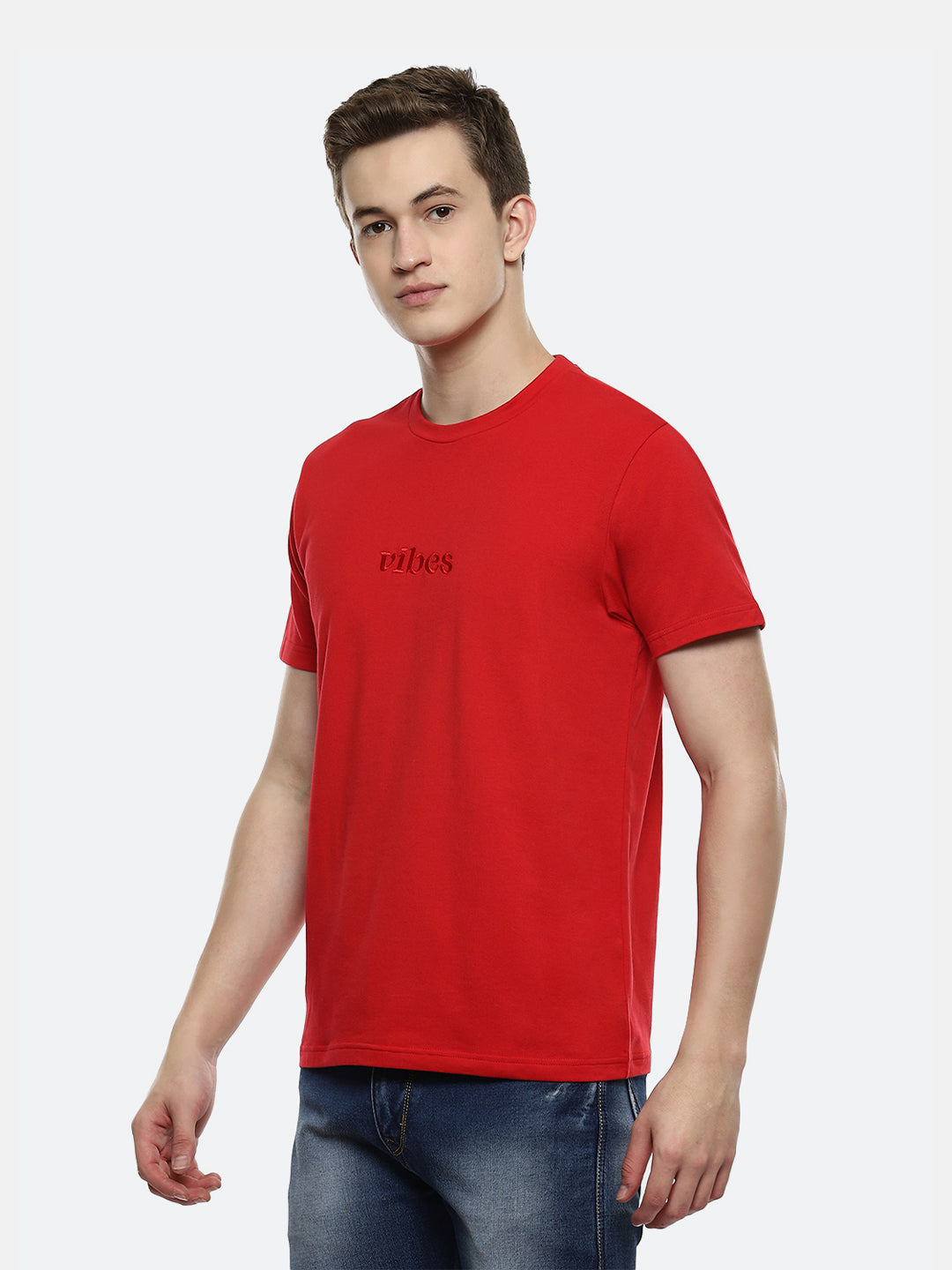 Fringe Organic Cotton Elastane T-Shirt - Red