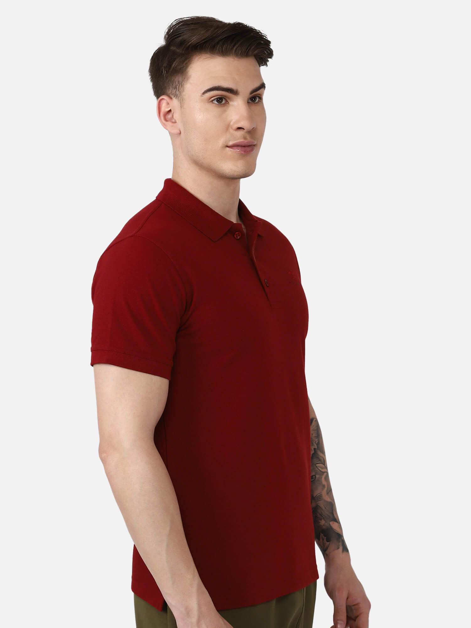 Dany Poly Cotton Polo T-Shirt - Maroon