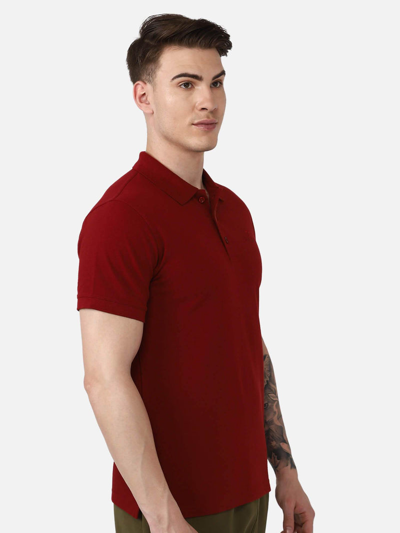 Dany Poly Cotton Polo T-Shirt - Maroon