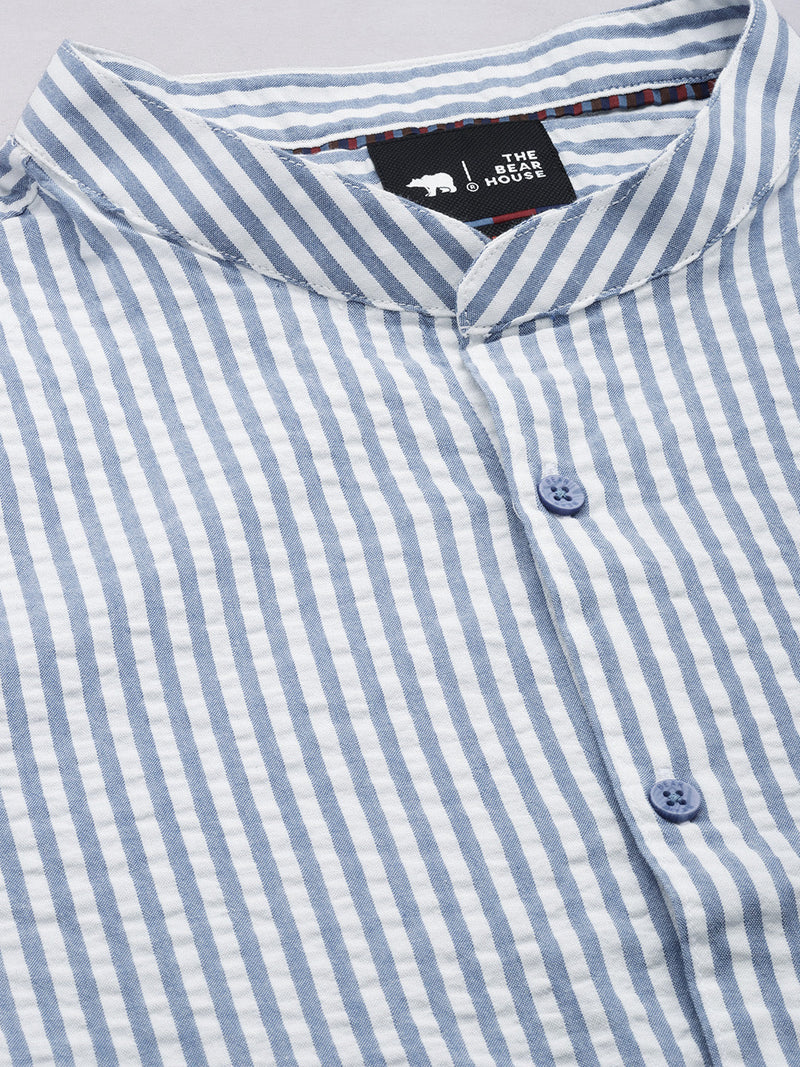 Reece - Ardor By The Bear House Men Blue Slim Fit Cotton Casual Shirt