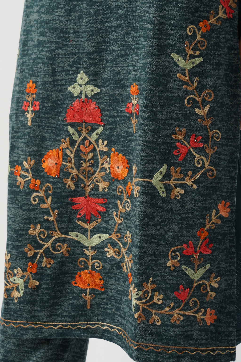Azure Blue Karachi Wool Hand Embroidery Kurta Set