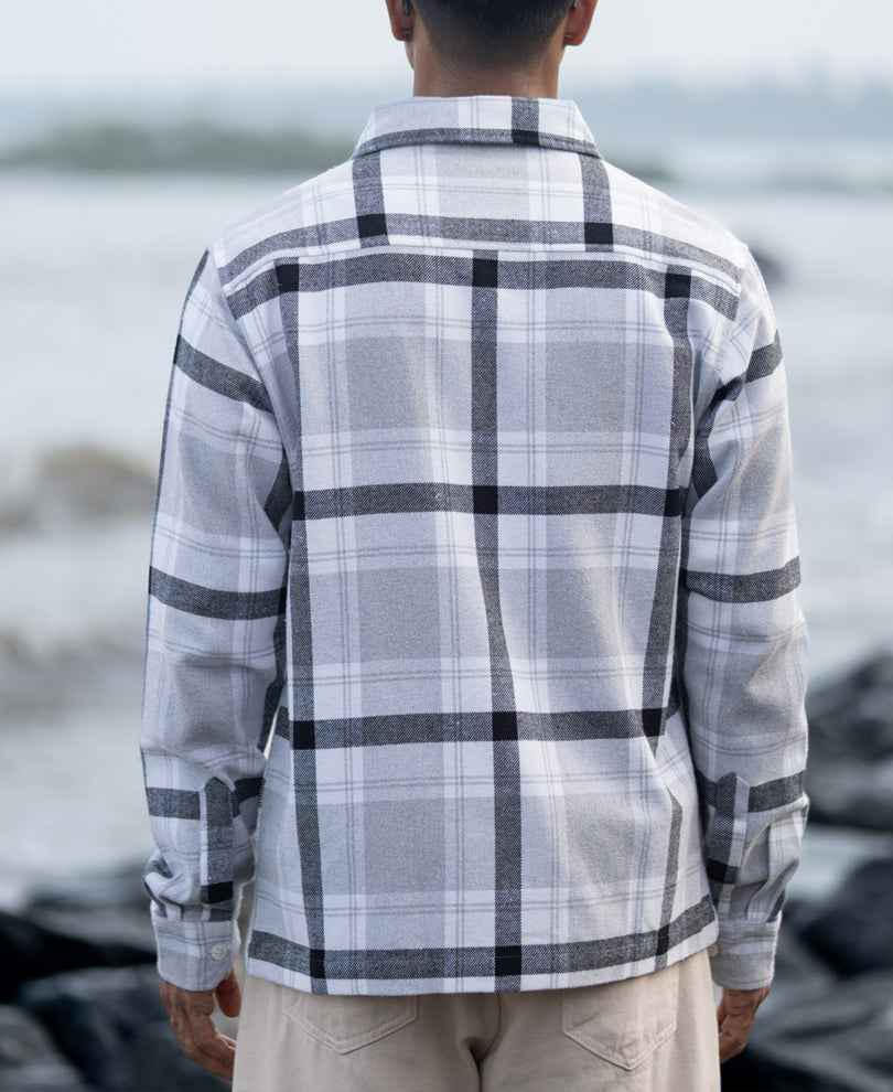 Grey Checks Zipper Shirt