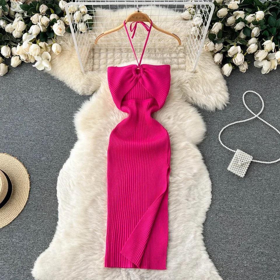 Diabella Halterneck Bodycon Dress - Pink