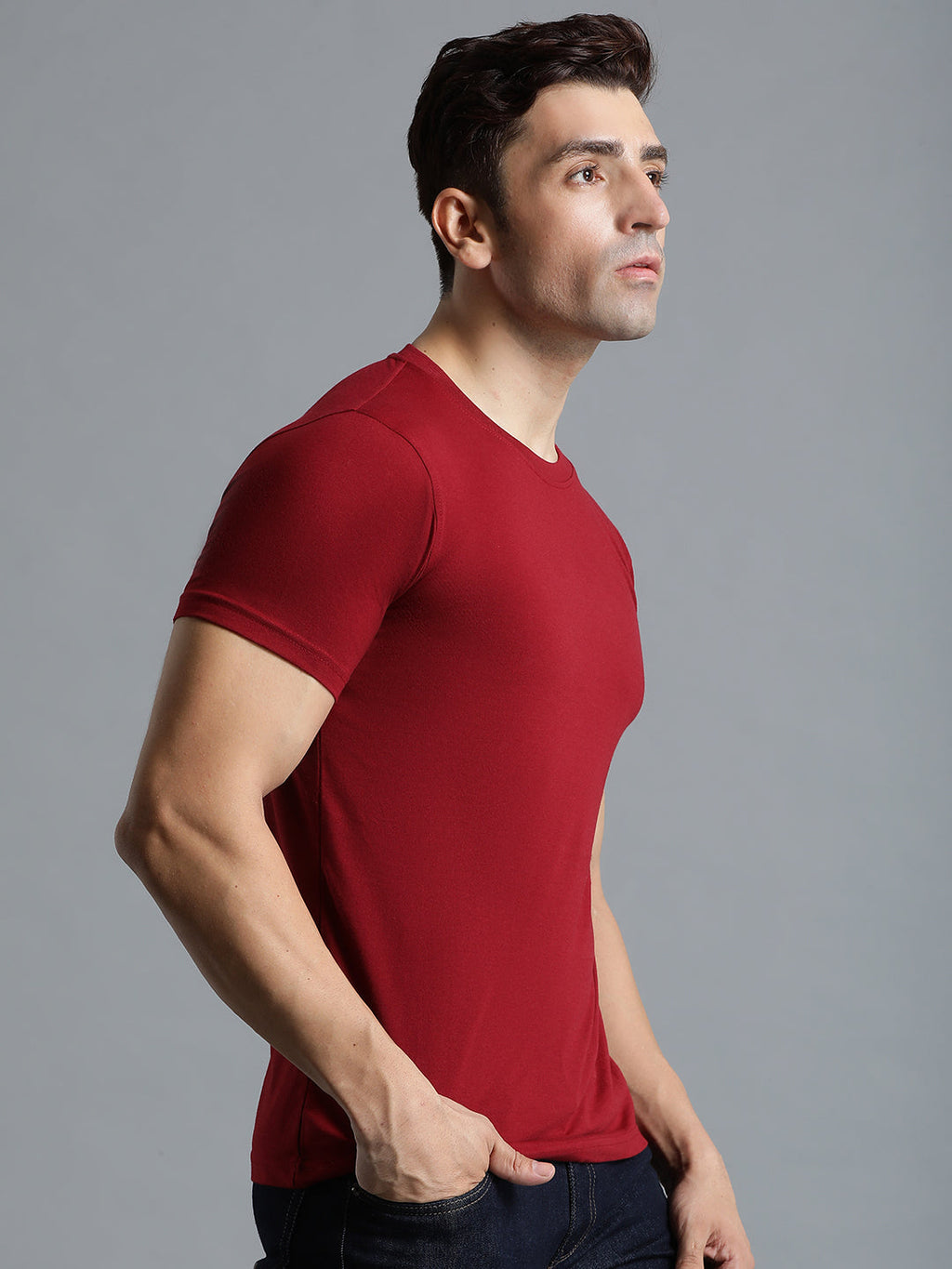 Cam Cotton Poly T-Shirt - Maroon