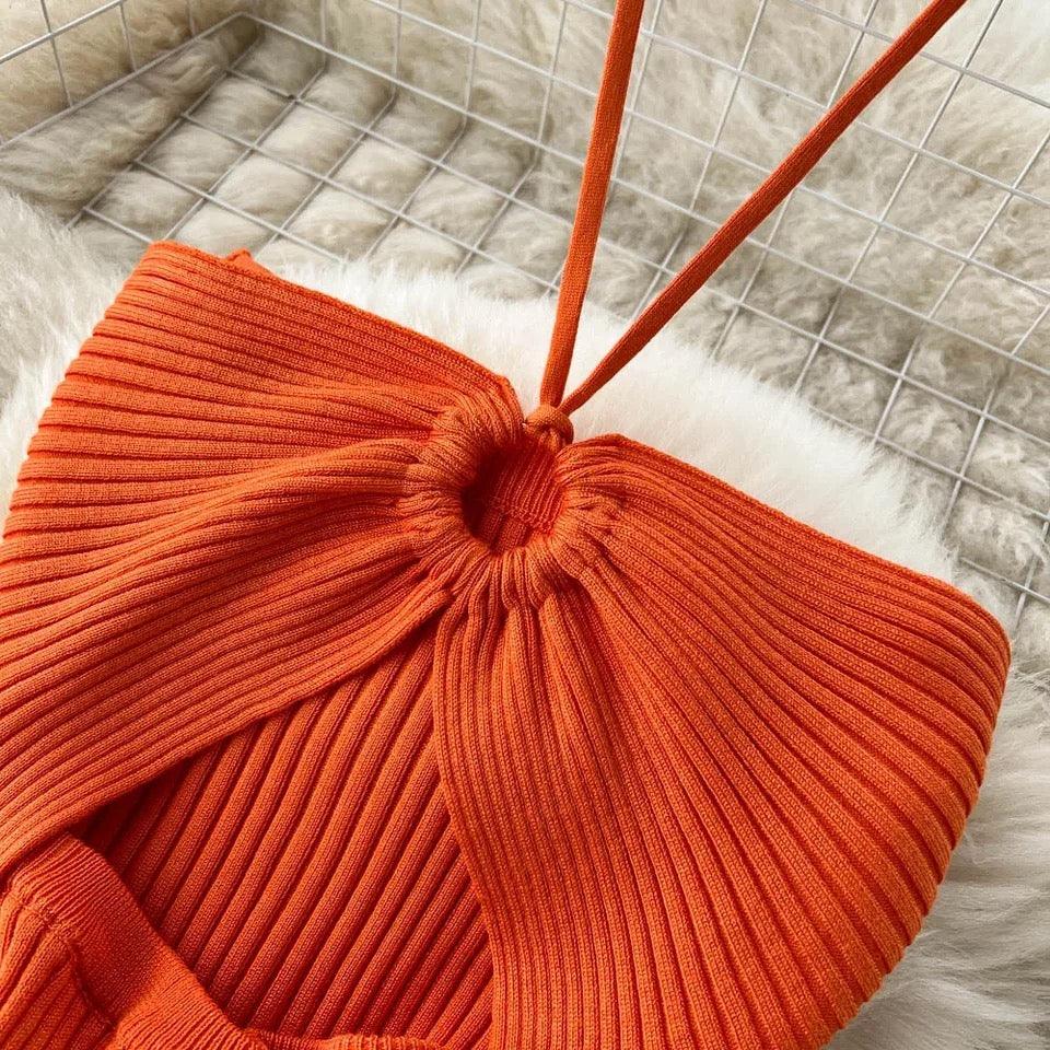 Diabella Halterneck Bodycon Dress - Orange