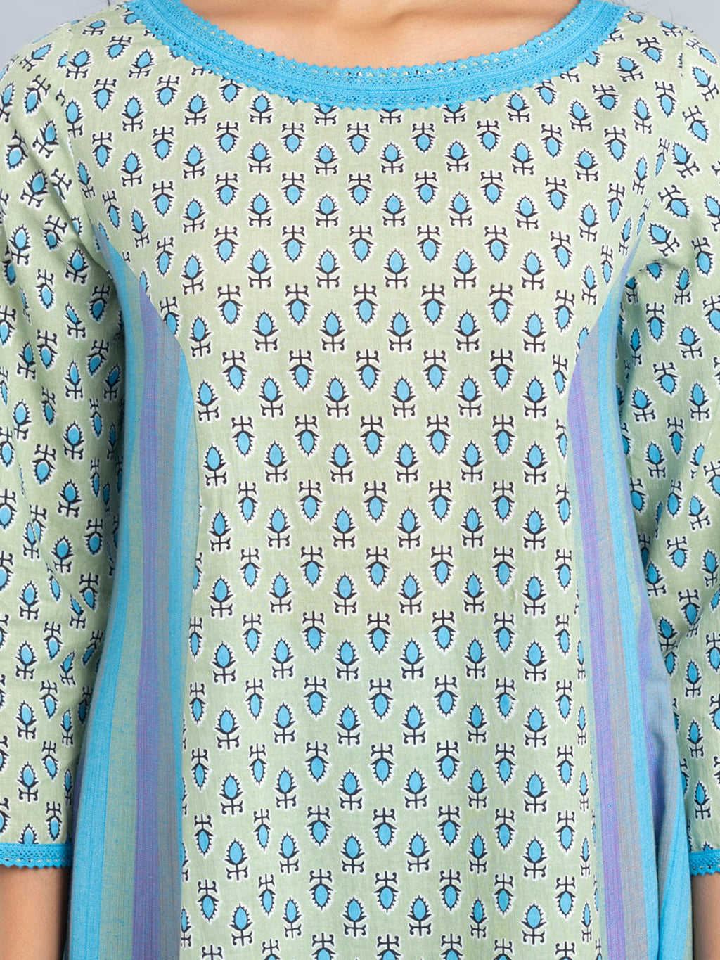 Green and Blue Anarkali Set