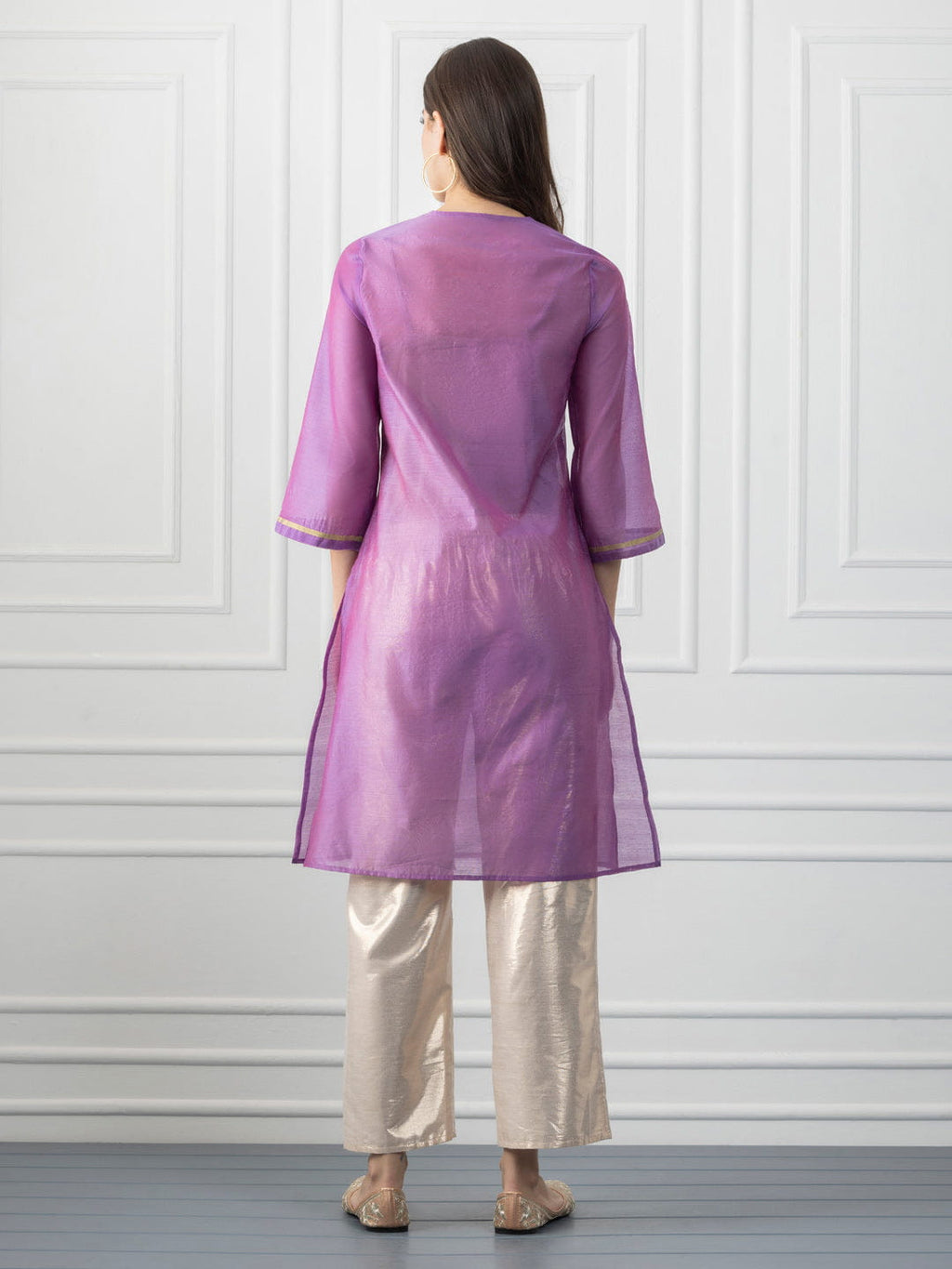 Purple Gold & Sequined Straight Kurta