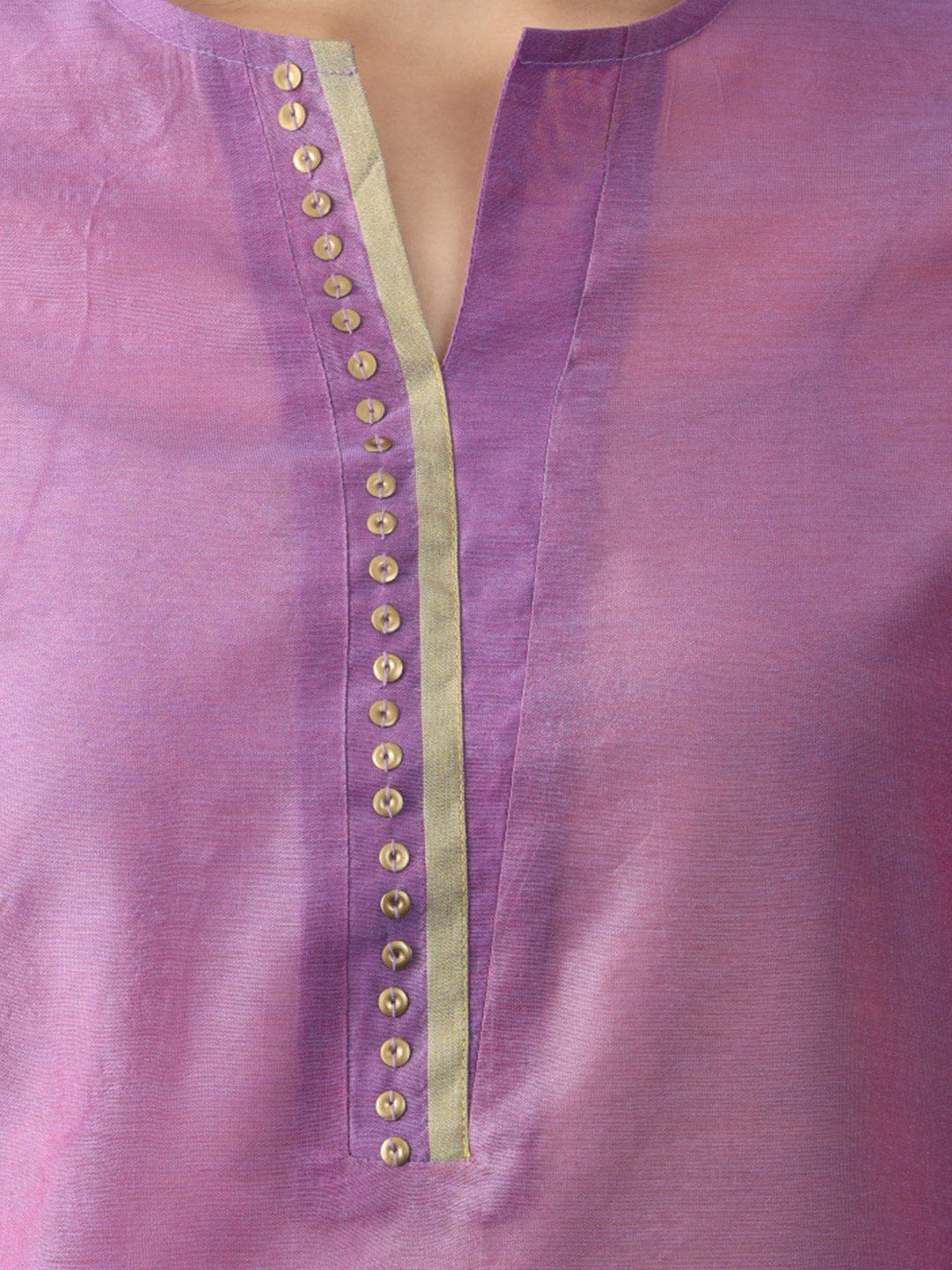 Purple Gold & Sequined Straight Kurta
