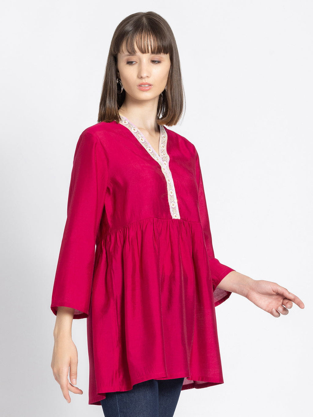 Pink Empire Waist Kurti