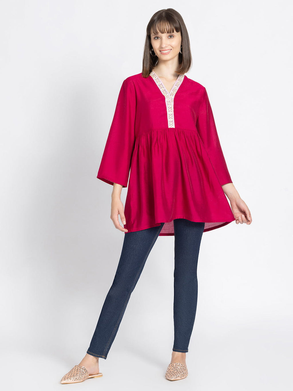 Pink Empire Waist Kurti