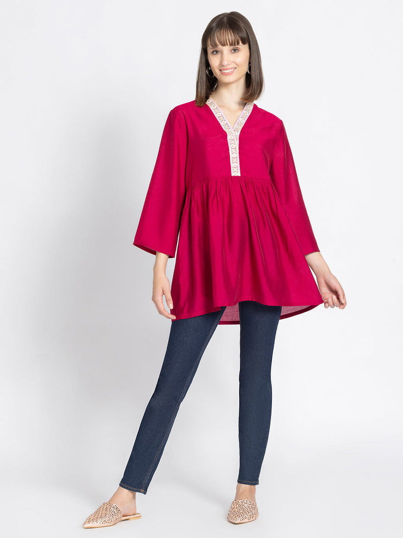 Pink Empire Waist Kurti