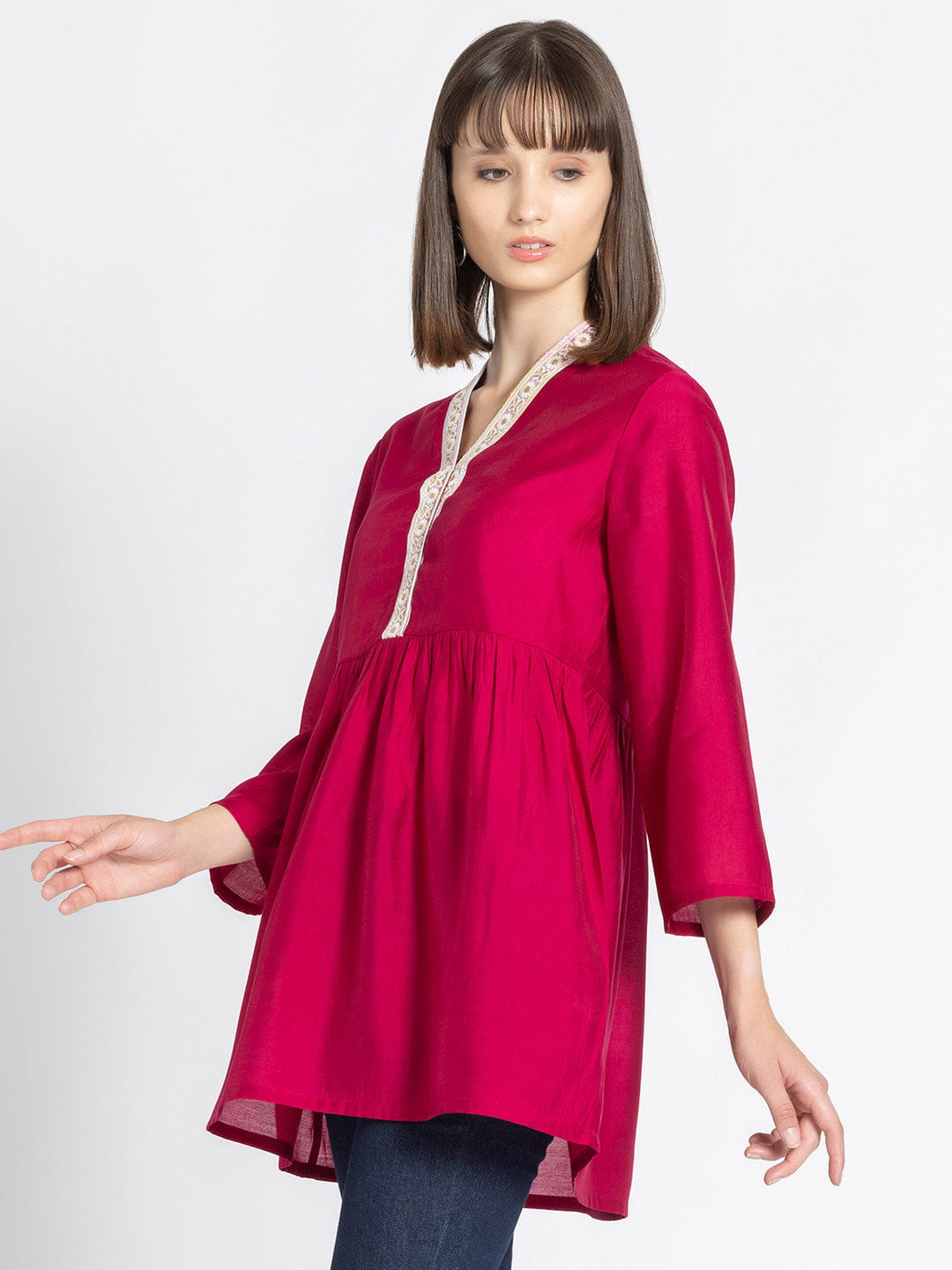 Pink Empire Waist Kurti
