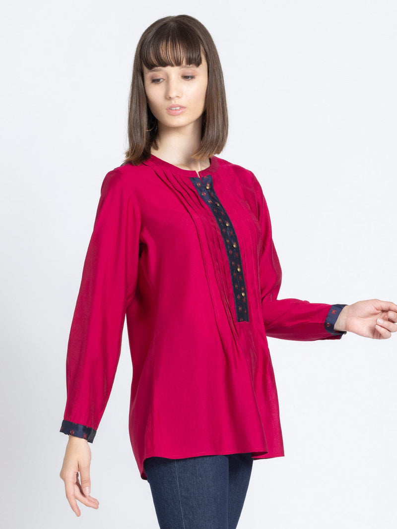 Lovely Lipstick Pin-Tucks Straight Kurti