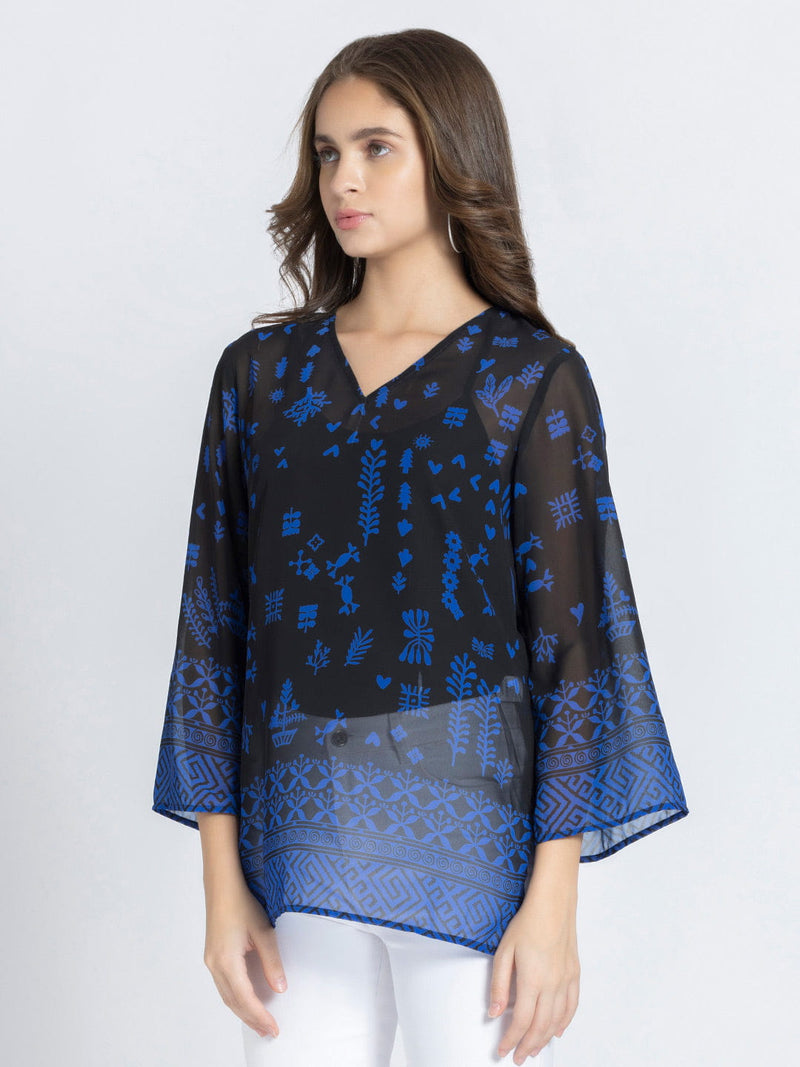 Black Aztec Print Kurti