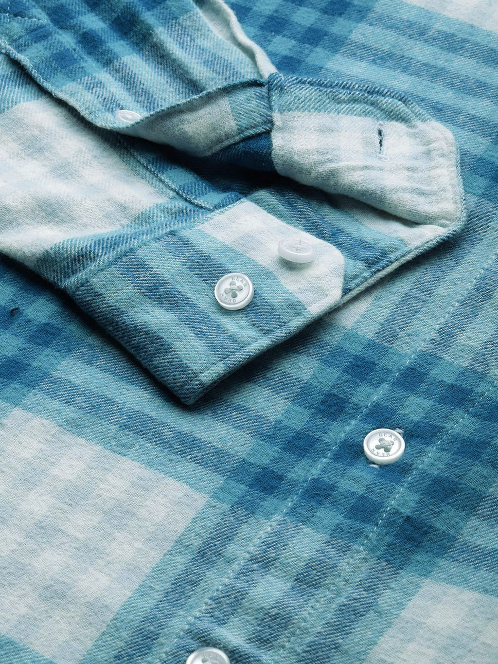 Misia - Men Blue & White Slim Fit Checked Flannel Cotton Casual Shirt
