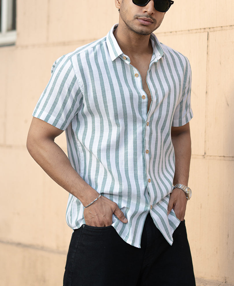 Sage Nautical Stripe Shirt
