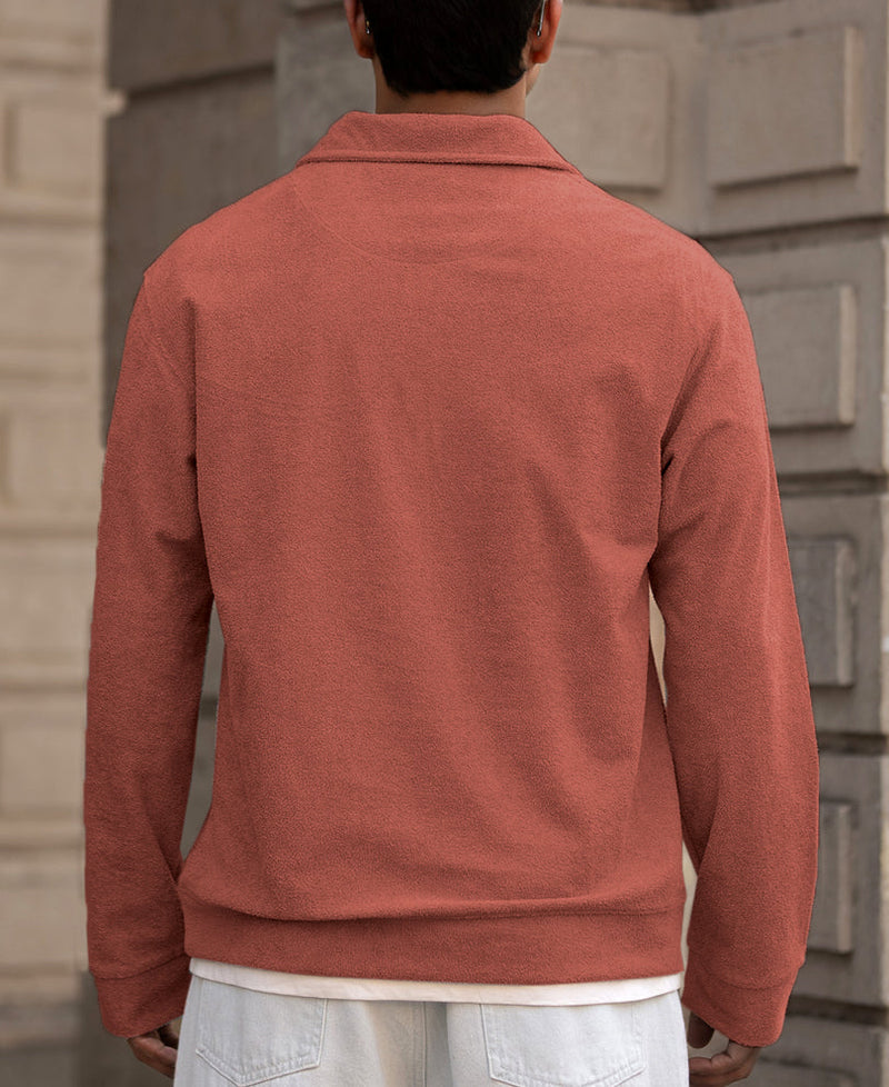 Brick Quarter Zip Polo T-Shirt