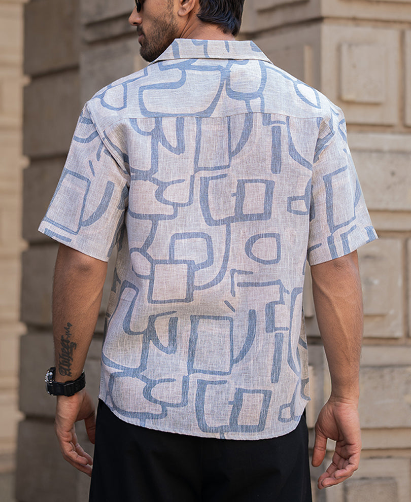 Grey Sky Abstract Print Shirt